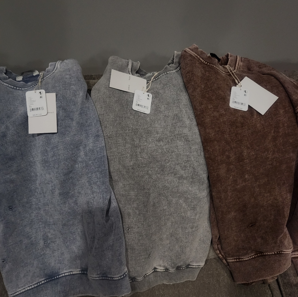 NWOT FREE PEOPLE Lost & Found Ringer, MSRP $98Size XS gray and blue available